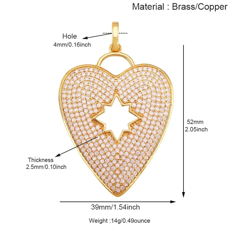 Colourful Drip Oil Love Heart Shape Zircon Charm Pendant,Trendy 18K Real Gold Plated Jewelry Necklace Bracelet DIY Supplies R40