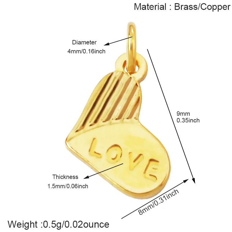 Trendy Love Heart Star Butterfly Bear Clover Charm Pendant,18K Real Gold Plated Jewelry Necklace Bracelet DIY Making Supply R26