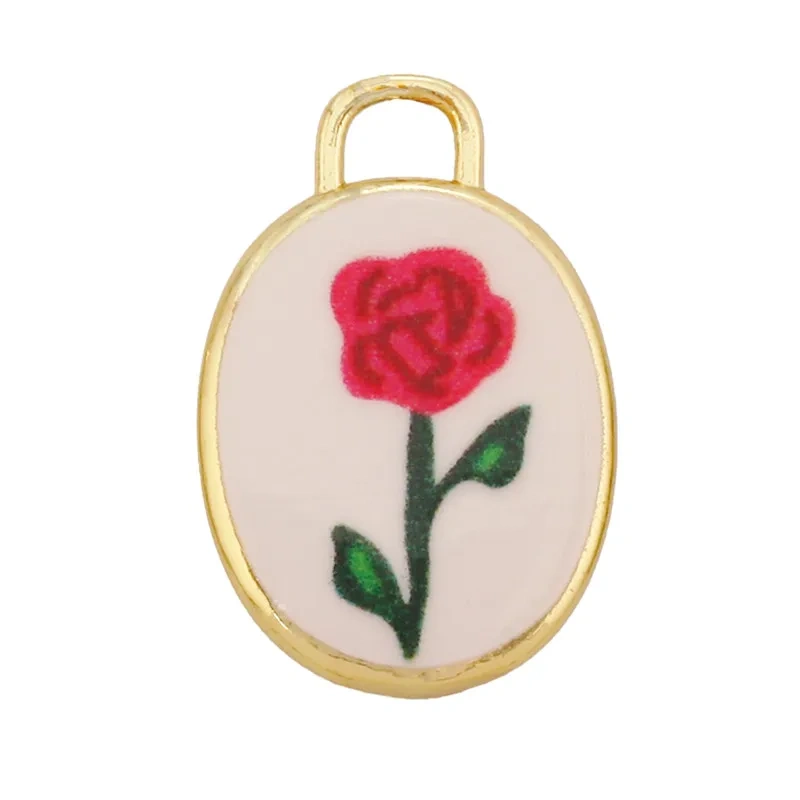 Hand Painted Ceramic Heart Oval Pet Leopard Strawberry Cherry Snail Charm Pendant,DIY Jewelry Necklace Bracelet Supplies R44