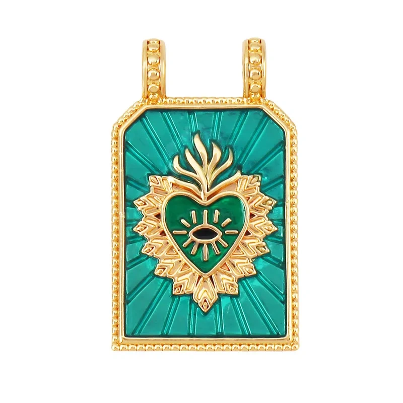 Colourful Drip Oil Love Heart Shape Zircon Charm Pendant,Trendy 18K Real Gold Plated Jewelry Necklace Bracelet DIY Supplies R40