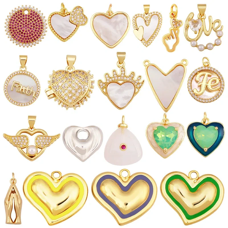 Trendy Love Heart Gesture Charm Pendant,18K Real Gold Plated Jewelry Necklace Bracelet Making Components Findings Supplies R37