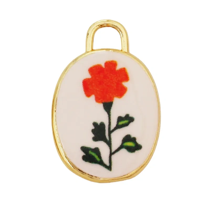 Hand Painted Ceramic Heart Oval Pet Leopard Strawberry Cherry Snail Charm Pendant,DIY Jewelry Necklace Bracelet Supplies R44