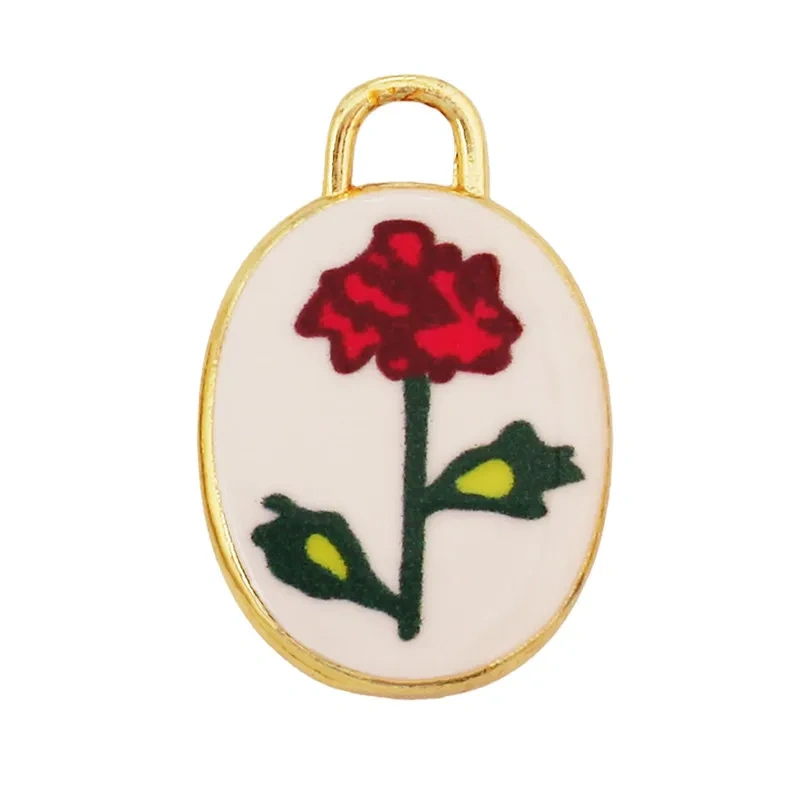 Hand Painted Ceramic Heart Oval Pet Leopard Strawberry Cherry Snail Charm Pendant,DIY Jewelry Necklace Bracelet Supplies R44