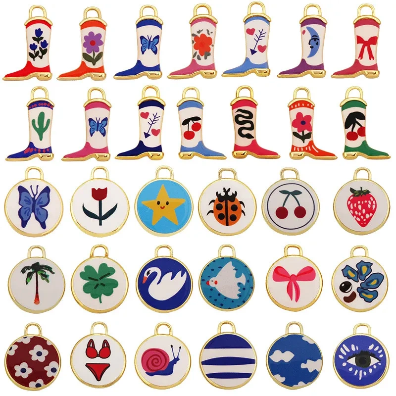 Trendy European Style Handmade Ceramic Necklace Charm Clover Heart Boot Charm Pendant,DIY Jewelry Necklace Bracelet Supplies R40