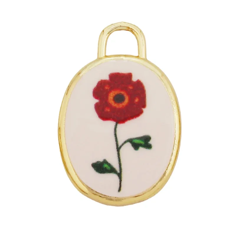 Hand Painted Ceramic Heart Oval Pet Leopard Strawberry Cherry Snail Charm Pendant,DIY Jewelry Necklace Bracelet Supplies R44