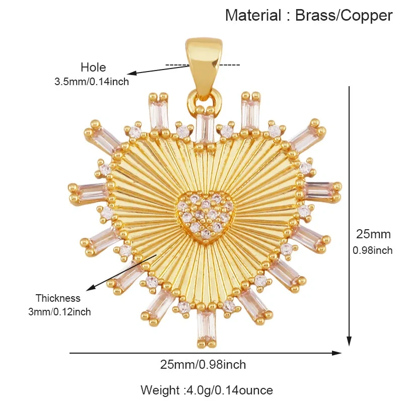 Colourful Drip Oil Love Heart Shape Zircon Charm Pendant,Trendy 18K Real Gold Plated Jewelry Necklace Bracelet DIY Supplies R40