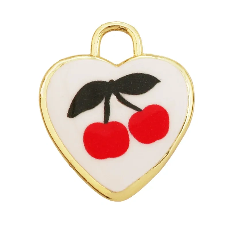 Hand Painted Ceramic Heart Oval Pet Leopard Strawberry Cherry Snail Charm Pendant,DIY Jewelry Necklace Bracelet Supplies R44