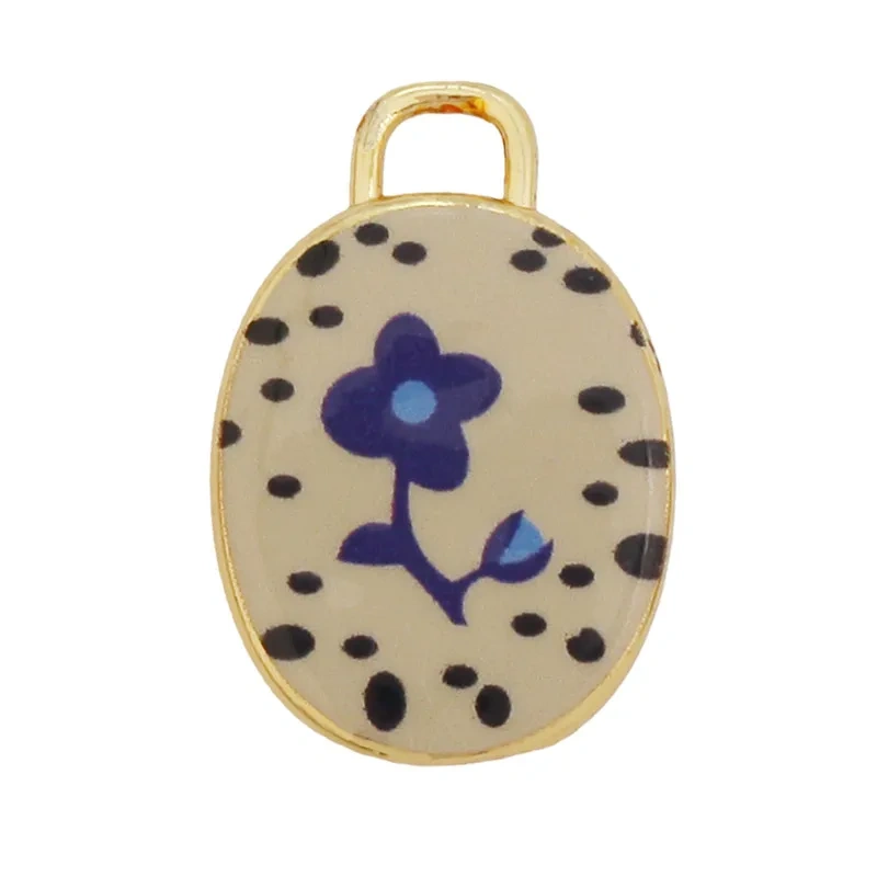Hand Painted Ceramic Heart Oval Pet Leopard Strawberry Cherry Snail Charm Pendant,DIY Jewelry Necklace Bracelet Supplies R44