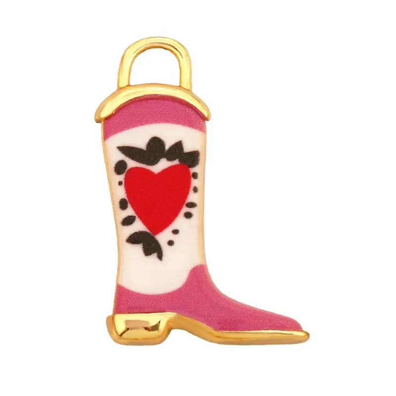 Trendy European Style Handmade Ceramic Necklace Charm Clover Heart Boot Charm Pendant,DIY Jewelry Necklace Bracelet Supplies R40