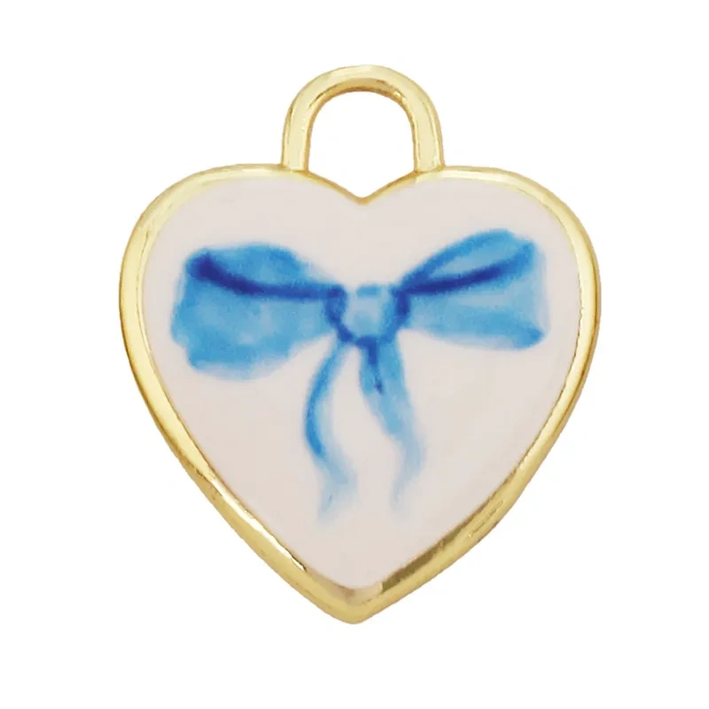 Hand Painted Ceramic Heart Oval Pet Leopard Strawberry Cherry Snail Charm Pendant,DIY Jewelry Necklace Bracelet Supplies R44
