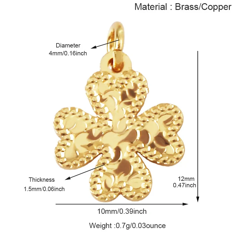 Trendy Love Heart Star Butterfly Bear Clover Charm Pendant,18K Real Gold Plated Jewelry Necklace Bracelet DIY Making Supply R26