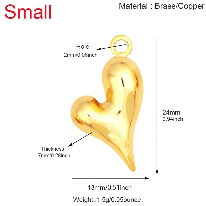 Colourful Drip Oil Love Heart Shape Zircon Charm Pendant,Trendy 18K Real Gold Plated Jewelry Necklace Bracelet DIY Supplies R40