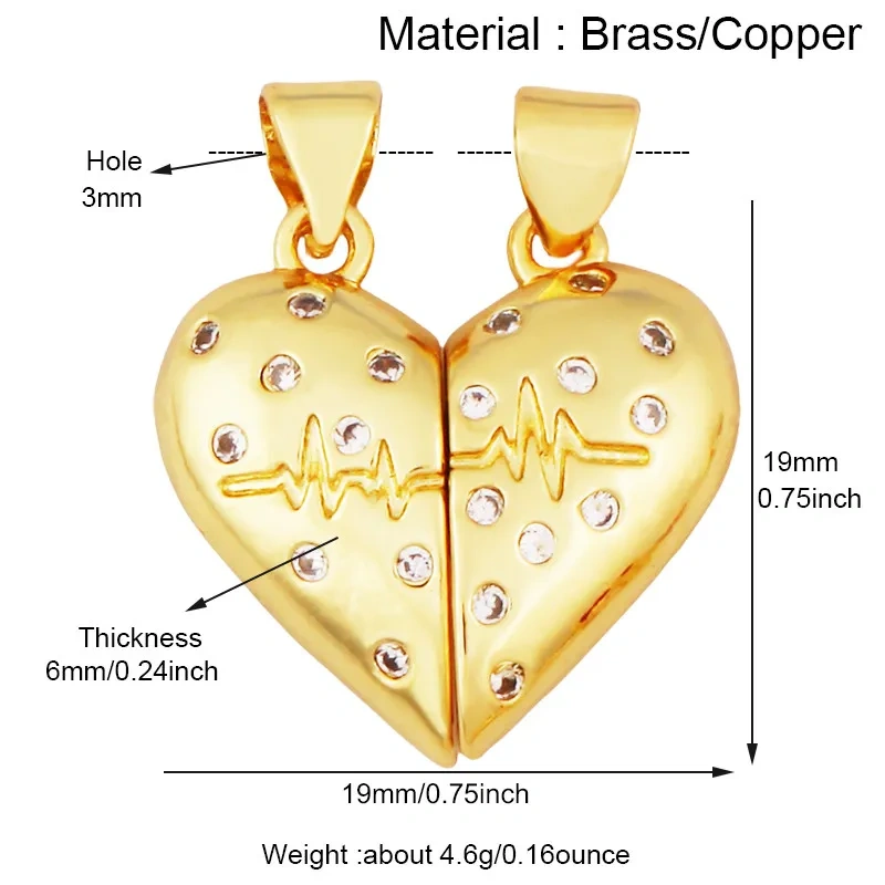 Colourful Drip Oil Love Heart Shape Zircon Charm Pendant,Trendy 18K Real Gold Plated Jewelry Necklace Bracelet DIY Supplies R40