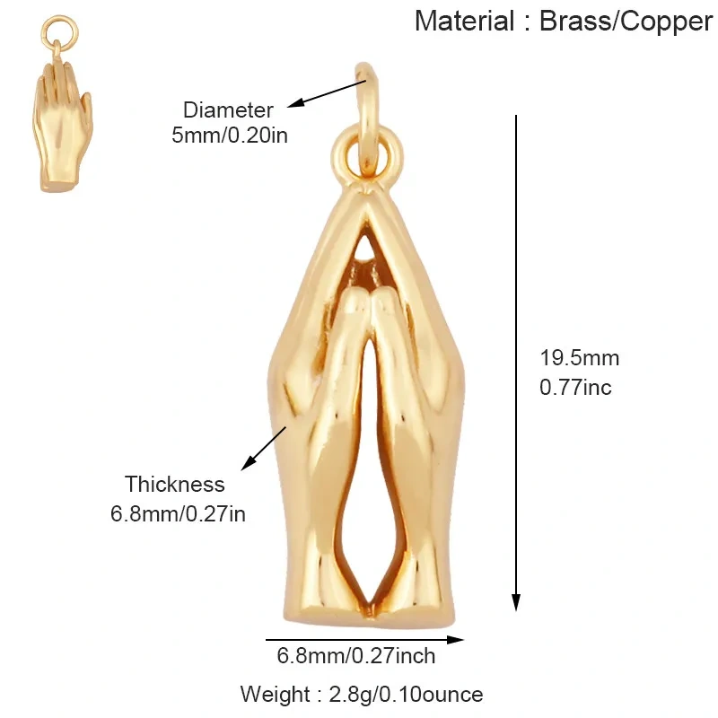 Trendy Love Heart Gesture Charm Pendant,18K Real Gold Plated Jewelry Necklace Bracelet Making Components Findings Supplies R37