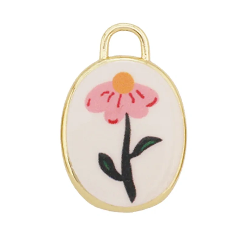 Hand Painted Ceramic Heart Oval Pet Leopard Strawberry Cherry Snail Charm Pendant,DIY Jewelry Necklace Bracelet Supplies R44