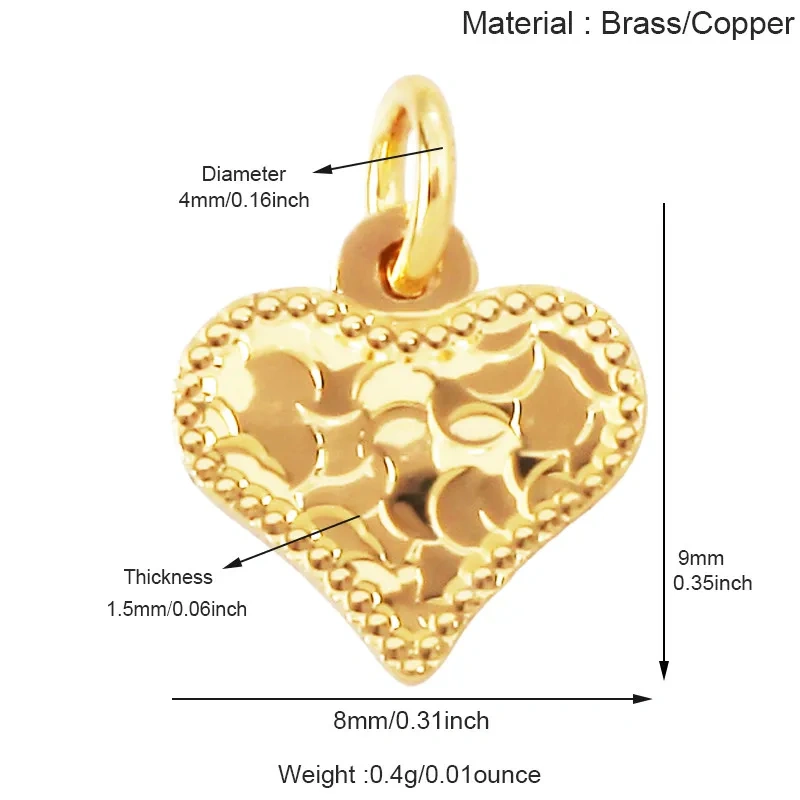Trendy Love Heart Star Butterfly Bear Clover Charm Pendant,18K Real Gold Plated Jewelry Necklace Bracelet DIY Making Supply R26