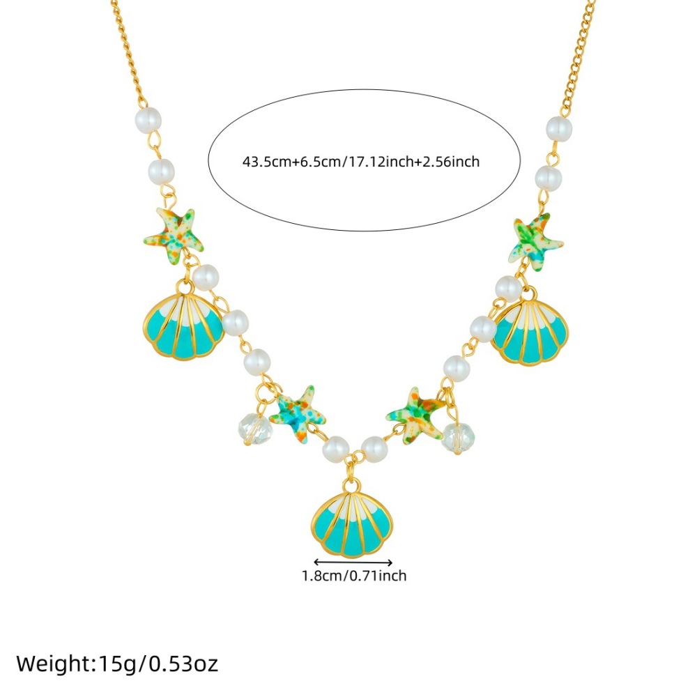 Sweet and cute Instagram-worthy candy-colored seashell beaded necklace with a cool and elegant style, made of stainless steel.