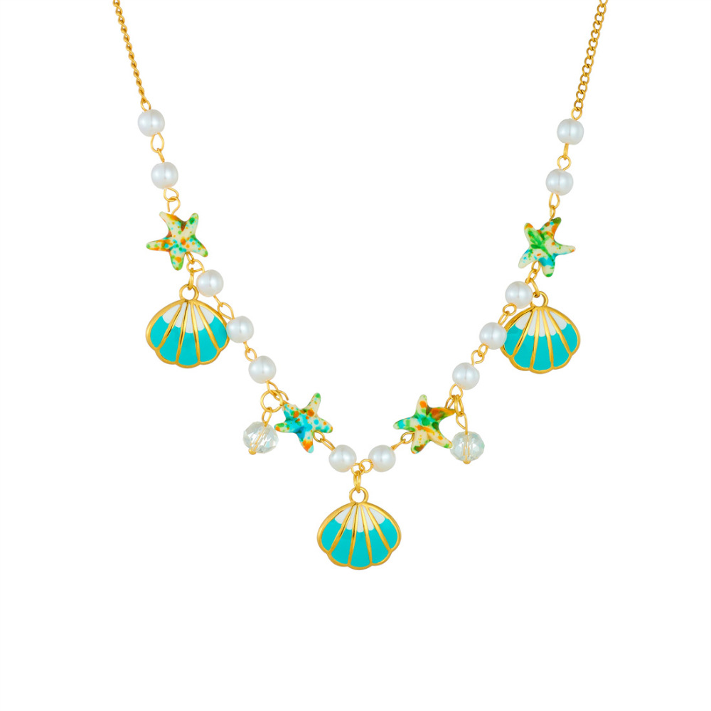 Sweet and cute Instagram-worthy candy-colored seashell beaded necklace with a cool and elegant style, made of stainless steel.