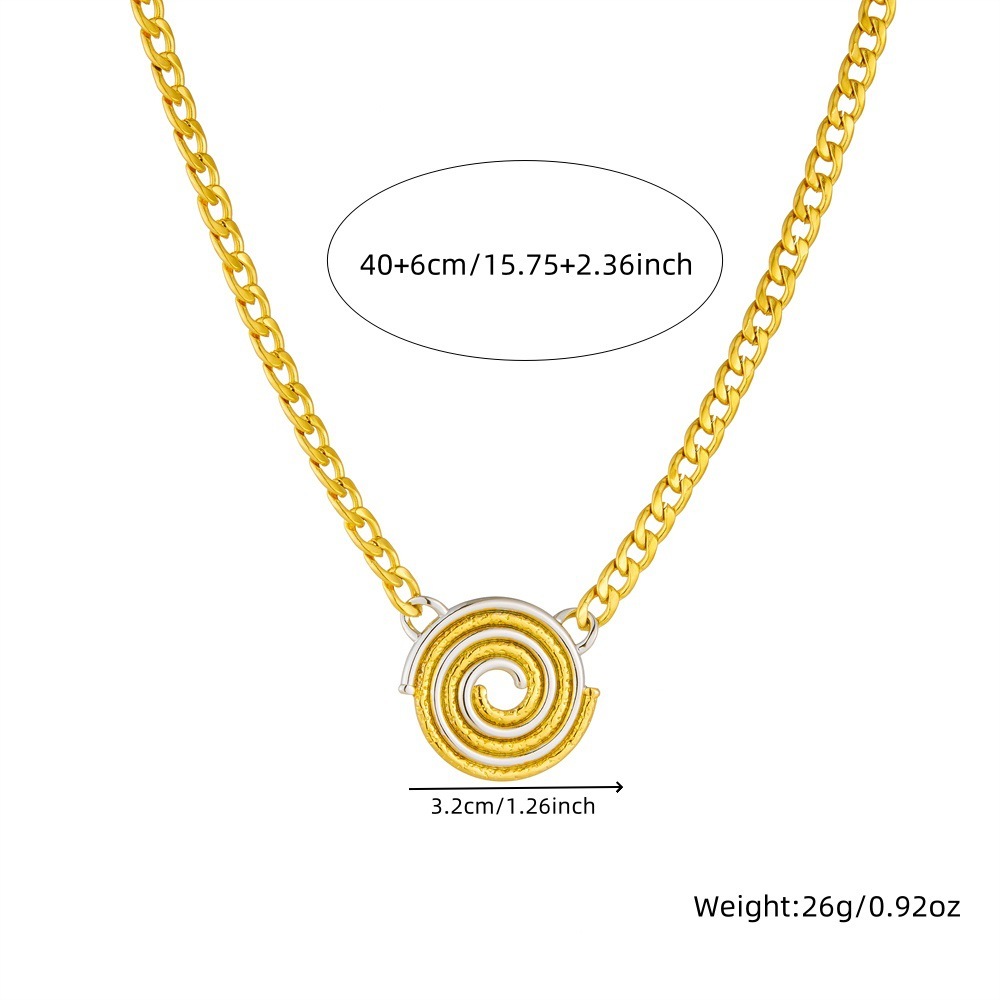 Cross-border European and American fashion personalized color-blocked circle threaded connection accessories chain stainless steel heavy-duty jewelry set