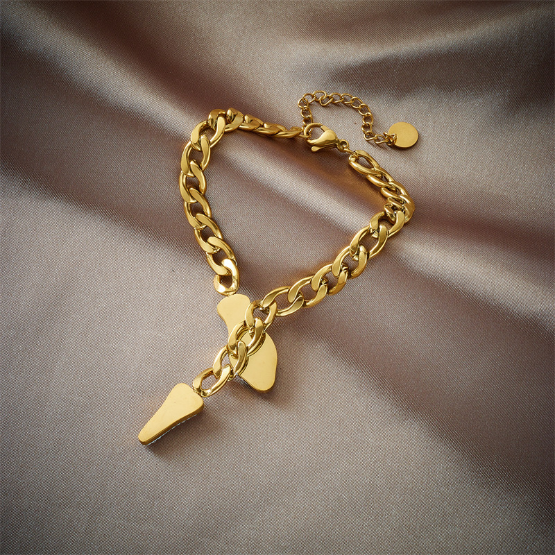 European and American cross-border fashion high-end rhinestone snake head and snake tail metal titanium steel chunky chain personalized versatile jewelry bracelet