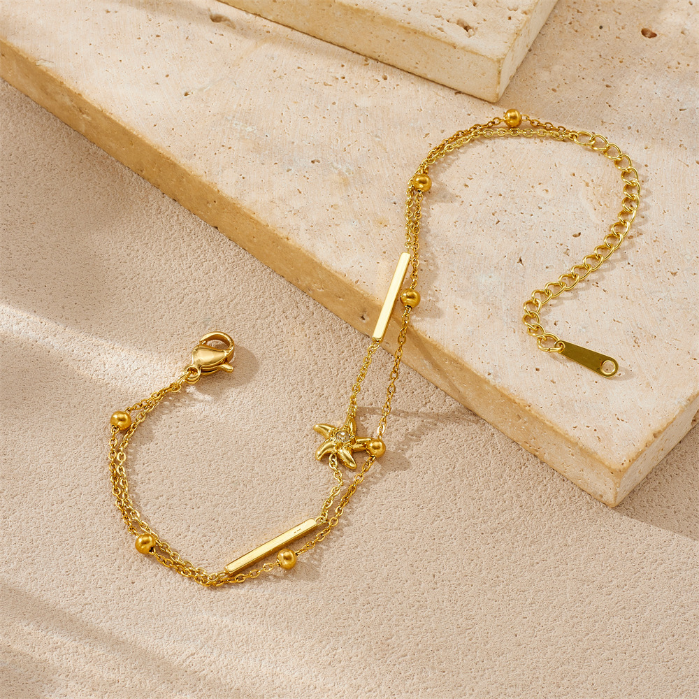 New cross-border fashion layered irregular chain star-studded diamond exquisite stainless steel gold-plated bracelet