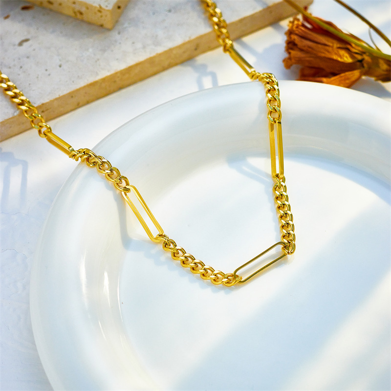 European and American cross-border fashion, individualistic hip-hop punk creative patchwork titanium steel heavy-duty chain jewelry necklace