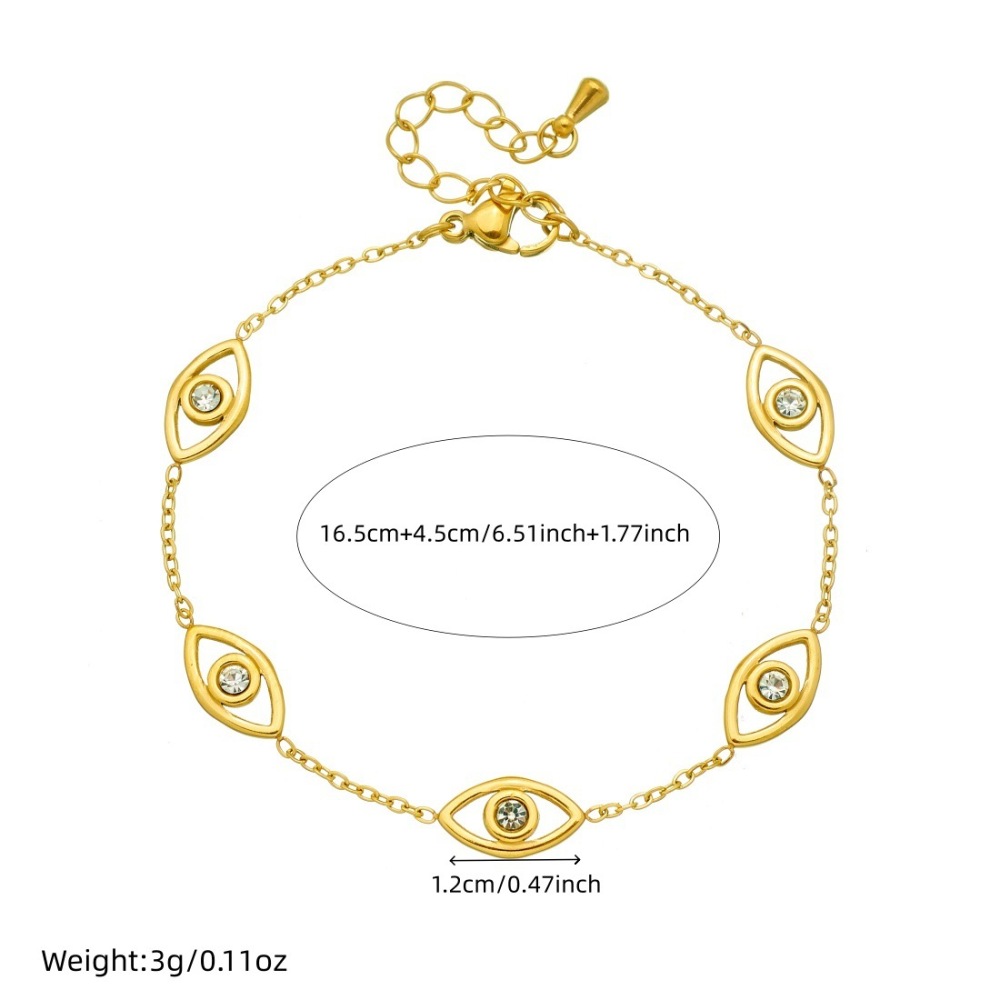 Cross-border fashion high-end diamond-encrusted evil eye accessory pendant gold-plated stainless steel chain jewelry set