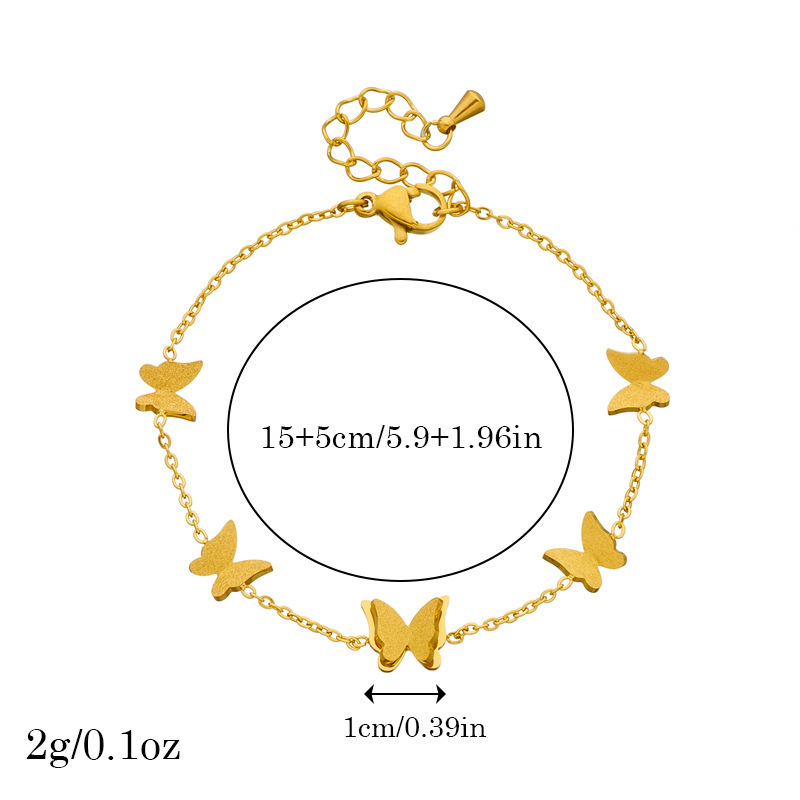 Fashionable, niche, simple, versatile, 3D butterfly gold-plated stainless steel accessory chain bracelet