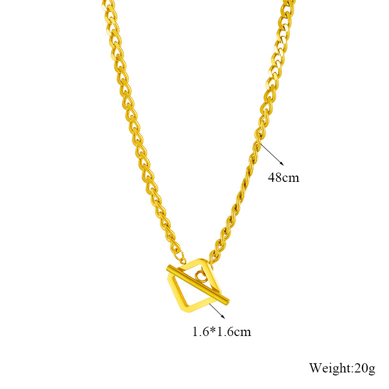 New European and American style titanium steel metal OT buckle minimalist street hip-hop simple high-end heavy metal necklace chain