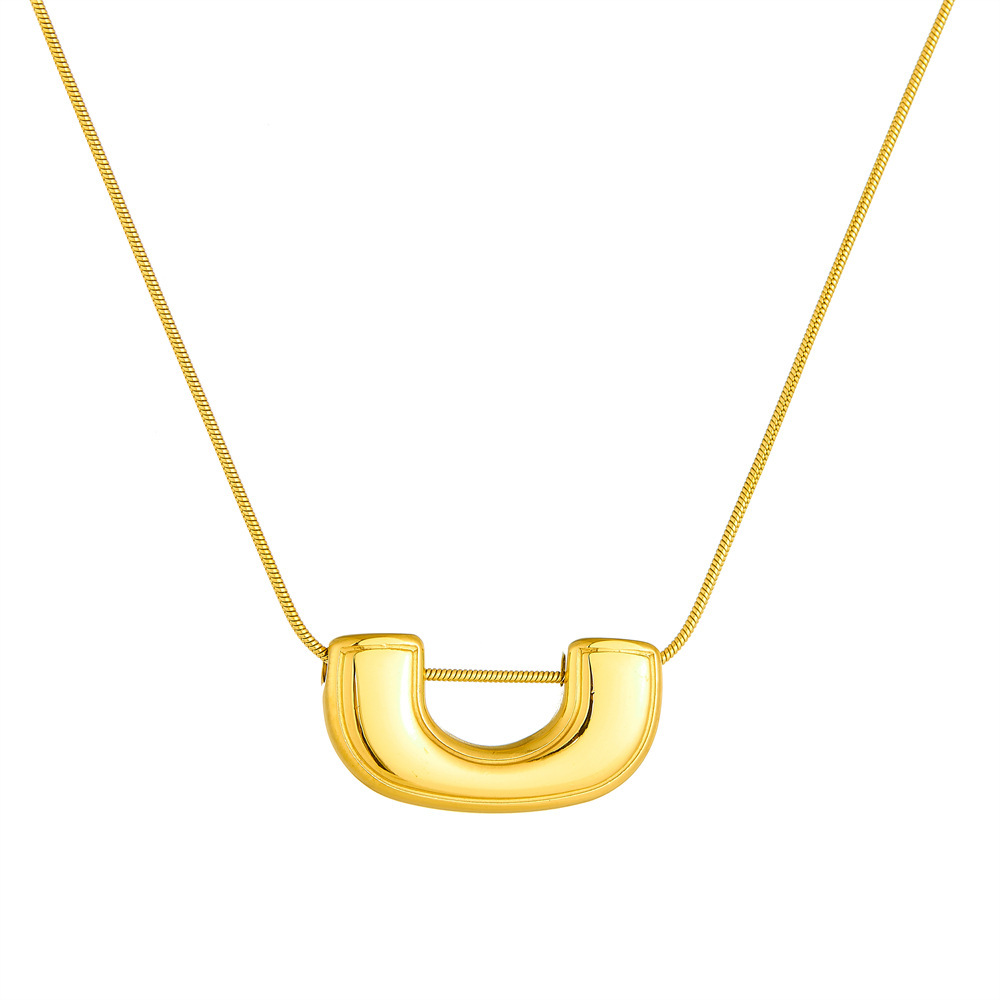 Cross-border fashion minimalist geometric gold-plated stainless steel U-shaped pendant clavicle chain everyday versatile jewelry necklace for women