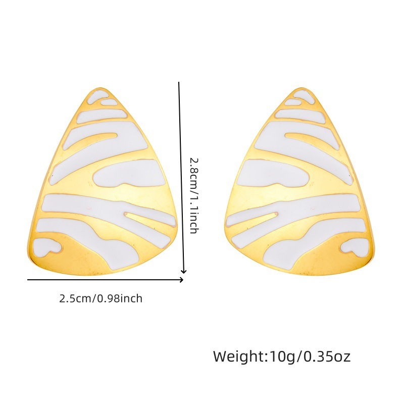 European and American cross-border high-end retro white drip metal geometric triangle accessories jewelry stainless steel stud earrings