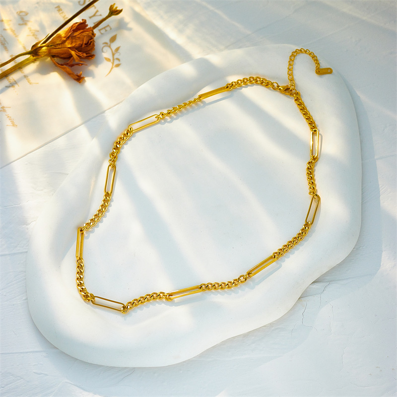 European and American cross-border fashion, individualistic hip-hop punk creative patchwork titanium steel heavy-duty chain jewelry necklace