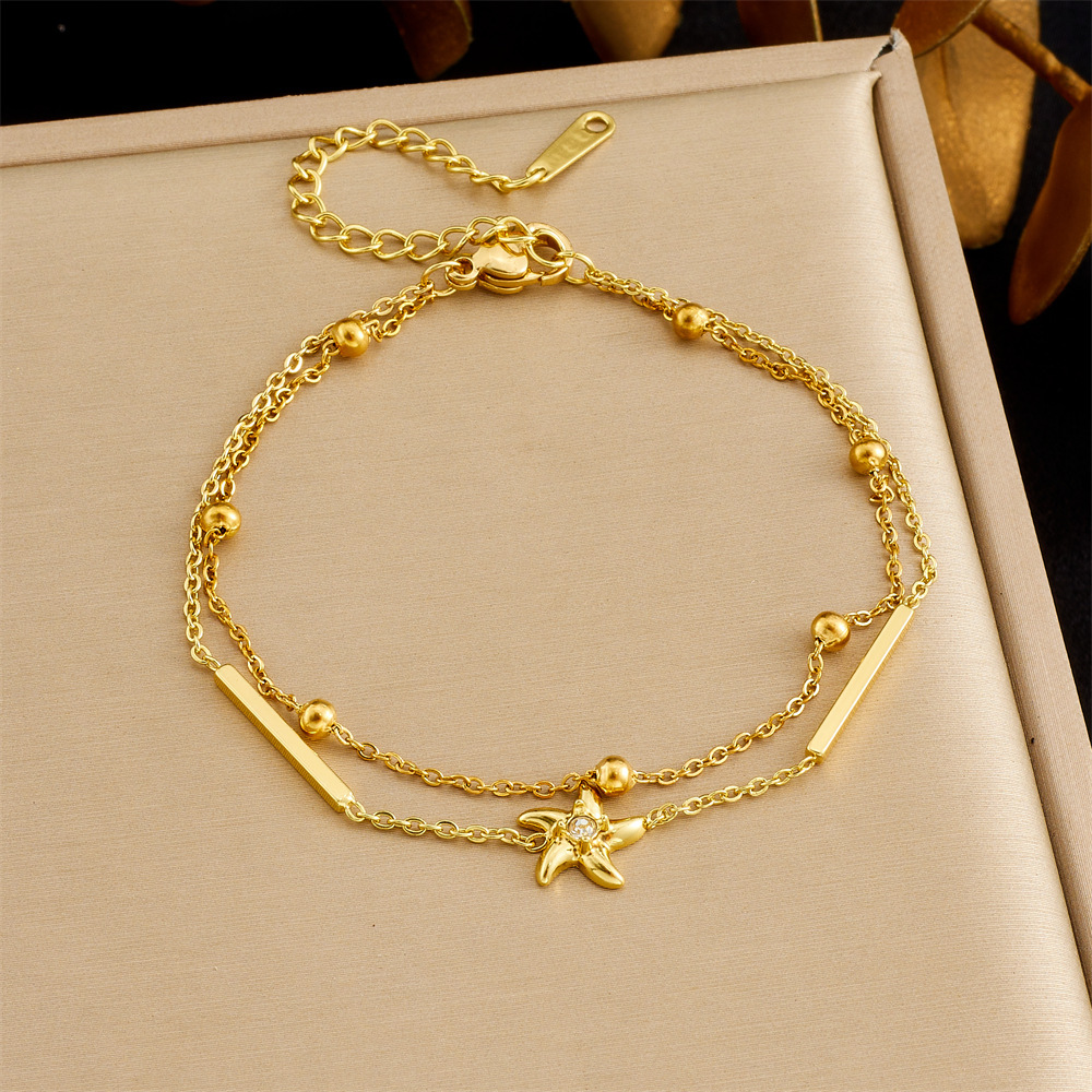 New cross-border fashion layered irregular chain star-studded diamond exquisite stainless steel gold-plated bracelet