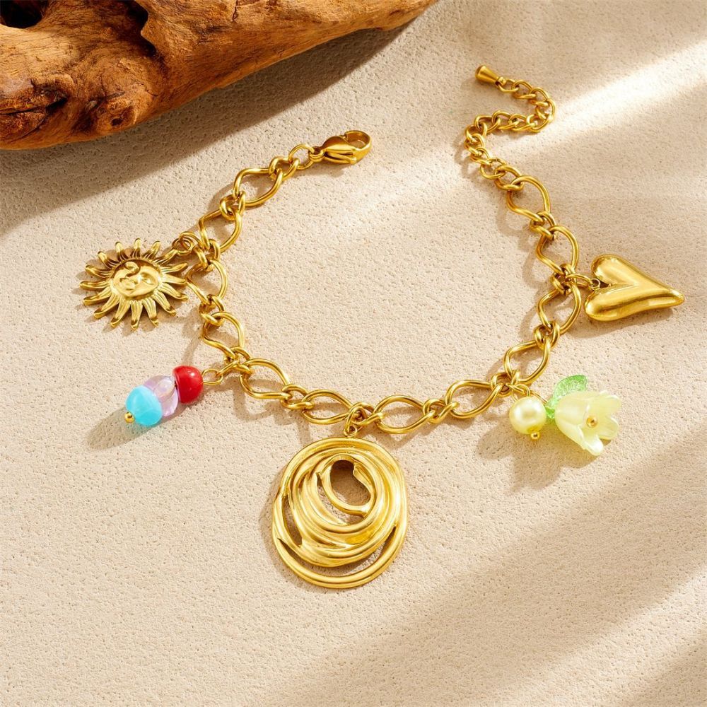 Korean Style Fashionable Fresh and Sweet Colorful Plastic Beaded Acrylic Lily of the Valley Pendant Circle Heart Jewelry Set