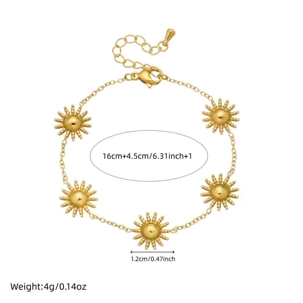 Fashionable cross-border gold-plated polished sun accessory pendant chain stainless steel jewelry three-piece set for everyday wear.
