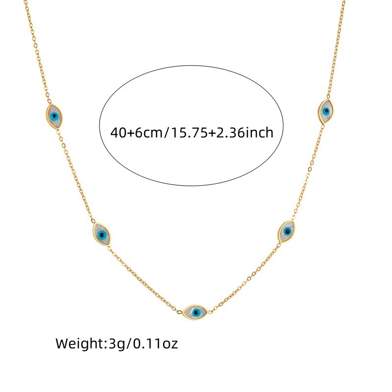 European and American style, unique retro gold-plated stainless steel blue eye accessories, jewelry chain necklace earring set