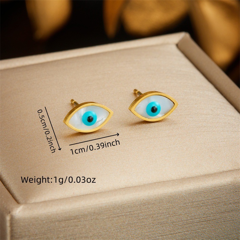 European and American style, unique retro gold-plated stainless steel blue eye accessories, jewelry chain necklace earring set