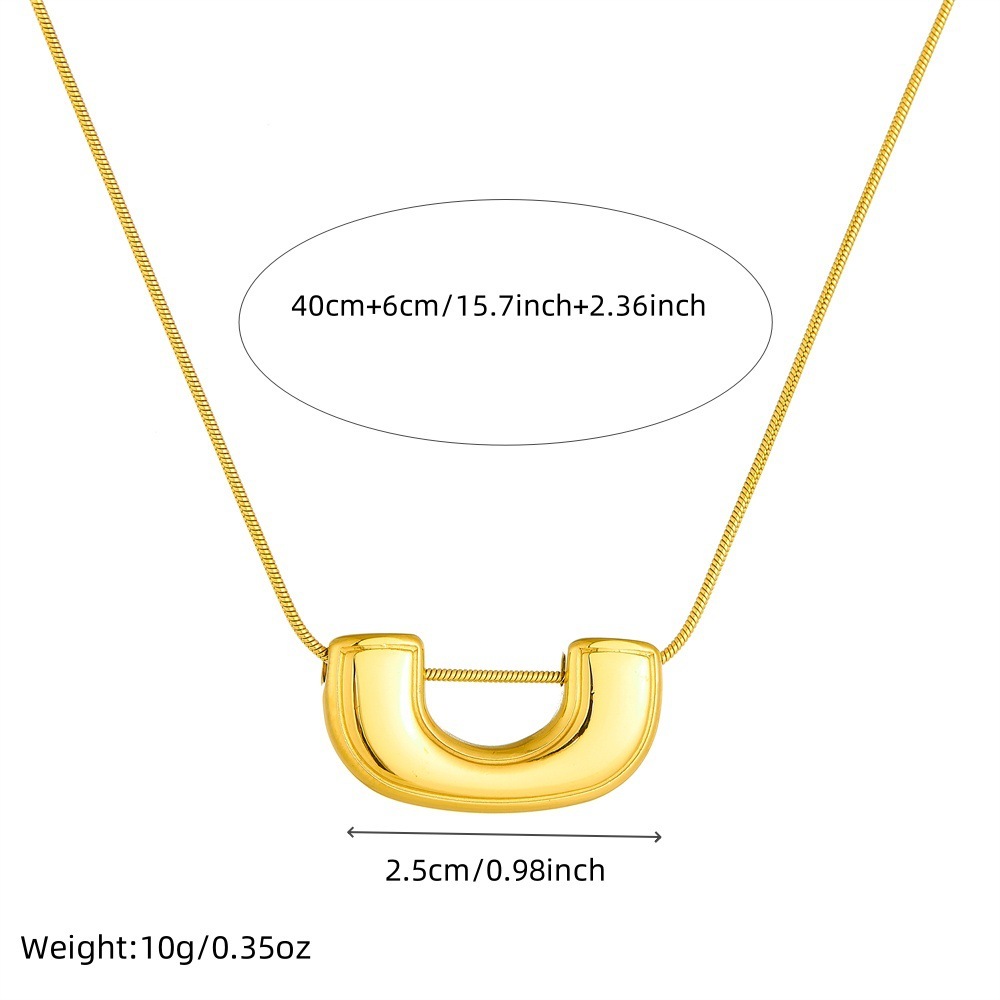 Cross-border fashion minimalist geometric gold-plated stainless steel U-shaped pendant clavicle chain everyday versatile jewelry necklace for women