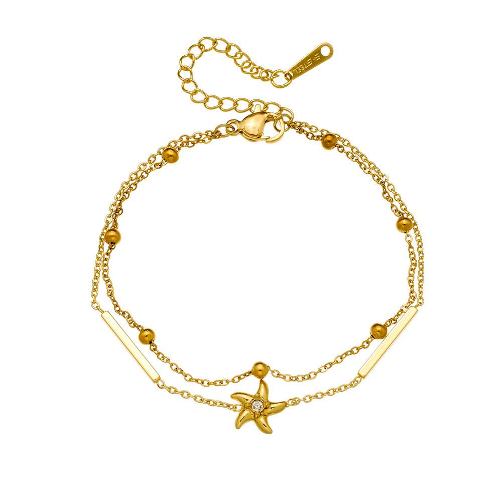 New cross-border fashion layered irregular chain star-studded diamond exquisite stainless steel gold-plated bracelet