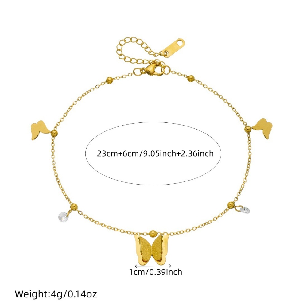 Korean style trendy frosted 3D butterfly gold-plated bracelet, versatile everyday accessory, stainless steel jewelry.