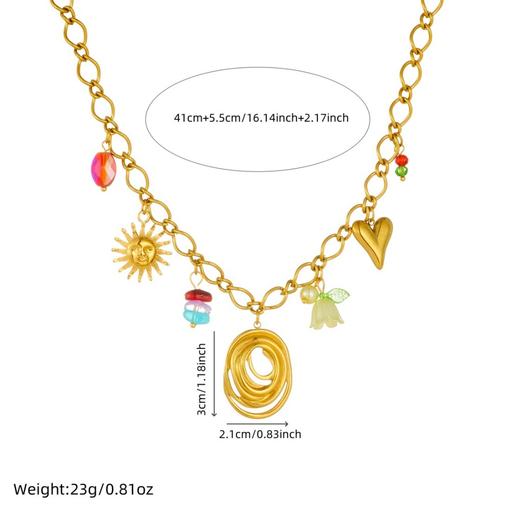 Korean Style Fashionable Fresh and Sweet Colorful Plastic Beaded Acrylic Lily of the Valley Pendant Circle Heart Jewelry Set