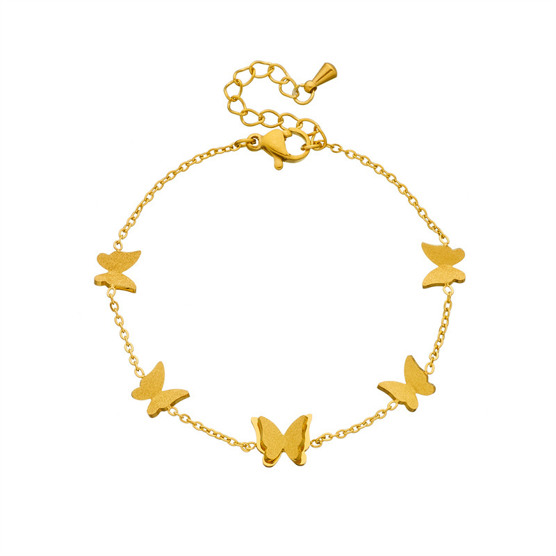 Fashionable, niche, simple, versatile, 3D butterfly gold-plated stainless steel accessory chain bracelet