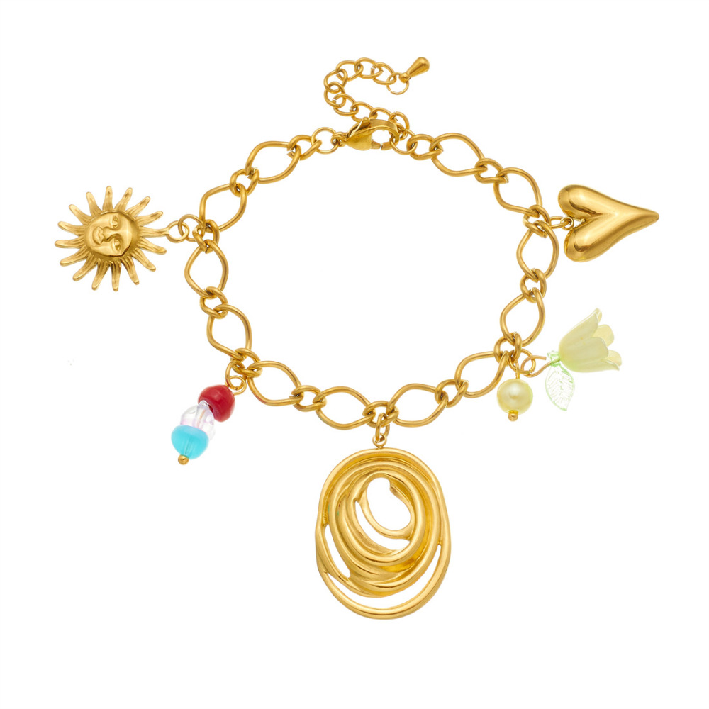 Korean Style Fashionable Fresh and Sweet Colorful Plastic Beaded Acrylic Lily of the Valley Pendant Circle Heart Jewelry Set