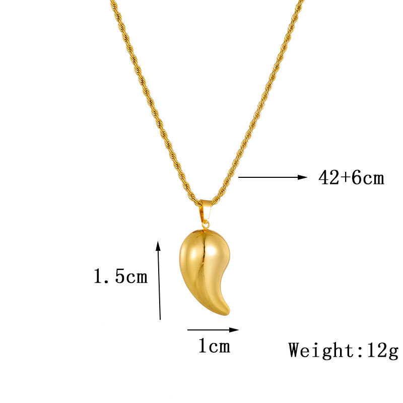 European and American style, unique design, retro punk metal titanium steel twisted chain teardrop pendant necklace