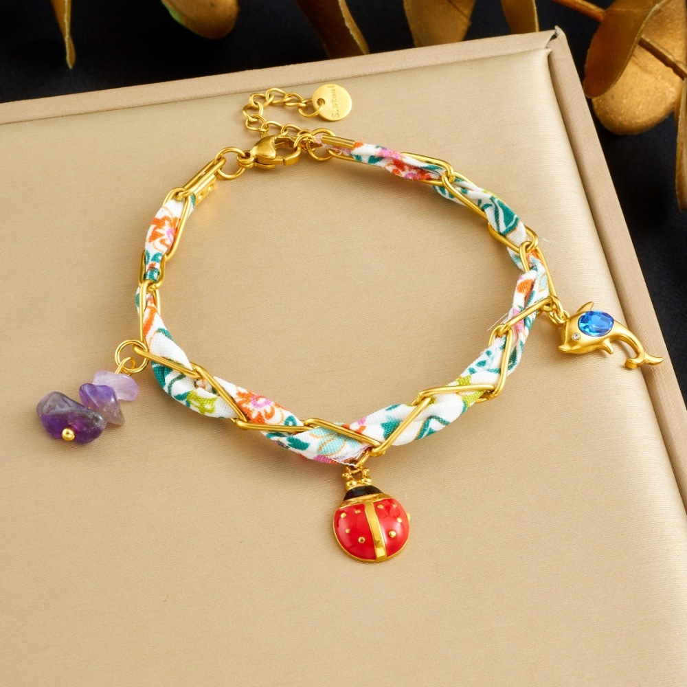 European and American cross-border colored plastic faceted beaded chain, rope chain, dripping oil, three-dimensional mushroom, strawberry, ladybug pendant bracelet