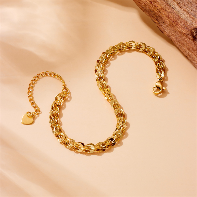 European and American style, simple and versatile, gold-plated stainless steel phoenix tail chain jewelry metal bracelet