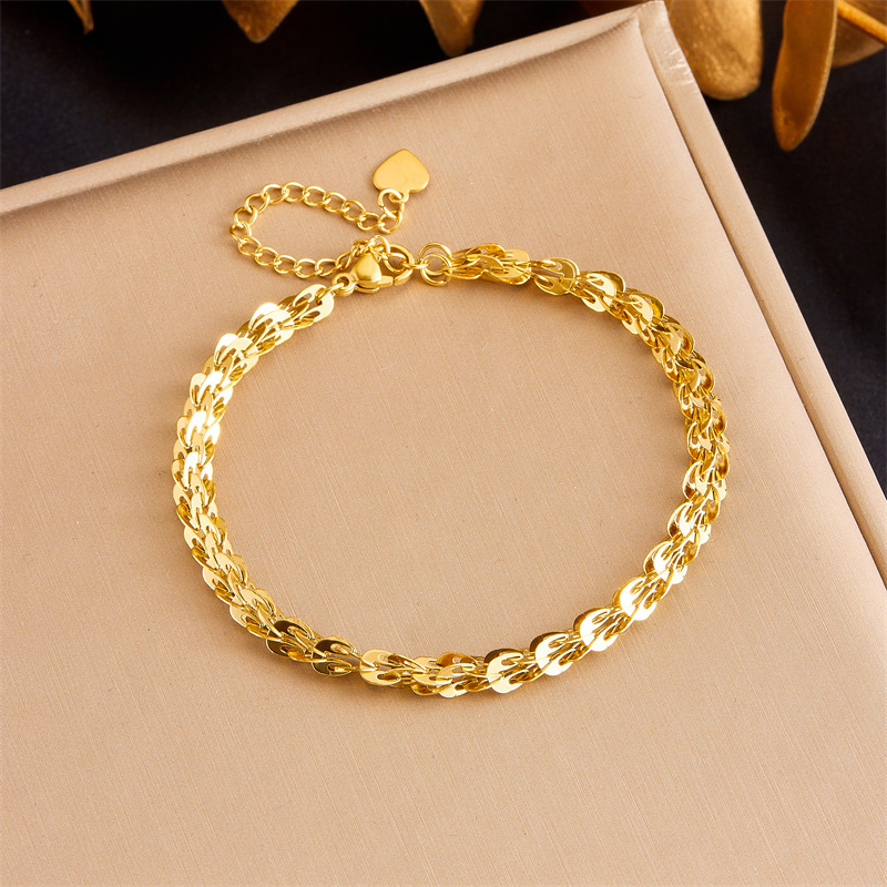 European and American style, simple and versatile, gold-plated stainless steel phoenix tail chain jewelry metal bracelet