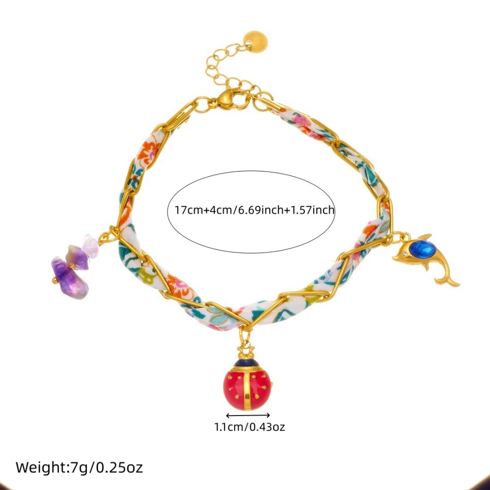 European and American cross-border colored plastic faceted beaded chain, rope chain, dripping oil, three-dimensional mushroom, strawberry, ladybug pendant bracelet