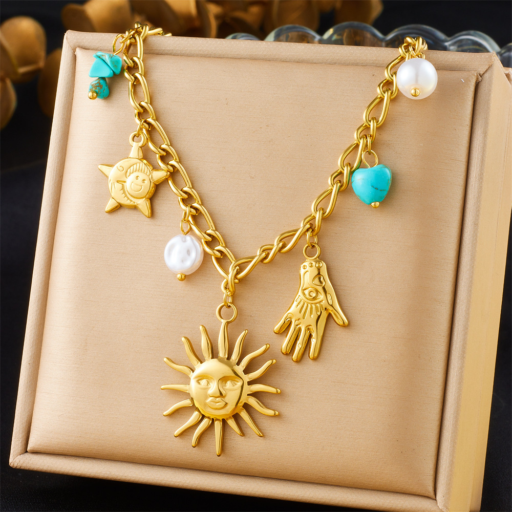 Cross-border fashion spiral oval heart-shaped pendant sweater chain crystal butterfly flower multi-element accessory necklace