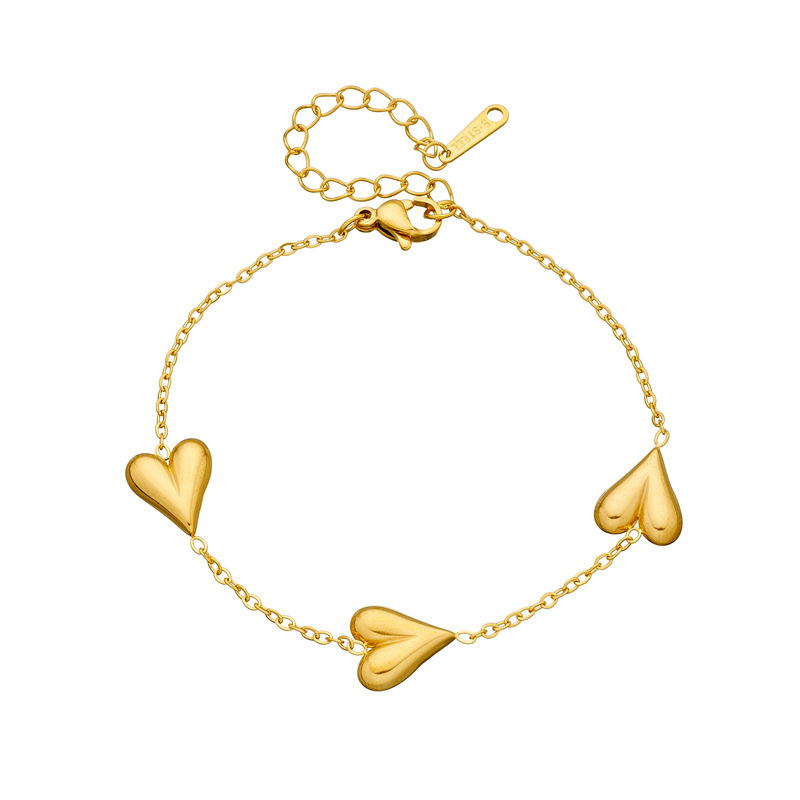 European and American fashion niche design gold-plated stainless steel chain heart accessory jewelry bracelet